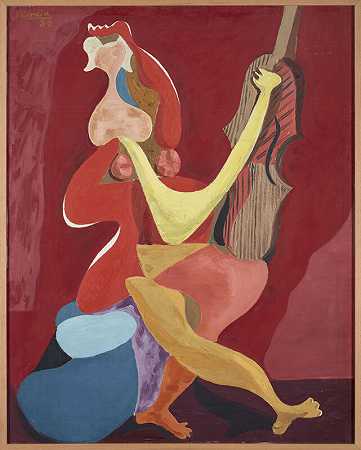 小提琴女（1934） by Benjamín Palencia