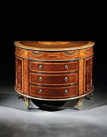 乔治三世（GEORGE III ORMOLU）安装的缎木和哈伍德（HAREWOOD）镶嵌式便桶，归梅休和因斯（MAYHEW&INCE）所有（约1775年） by English