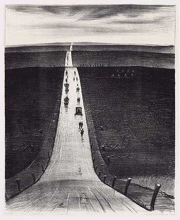从阿拉斯到巴鲍姆的道路（1918年） by Christopher Richard Wynne Nevinson