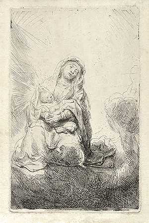 《云中的圣母与孩子》（1641） by Rembrandt van Rijn