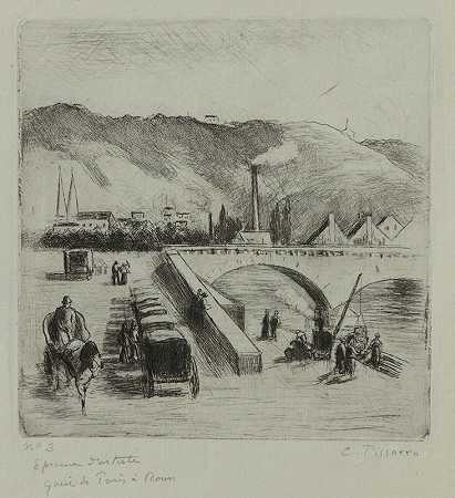 巴黎鲁昂码头（1896年） by Camille Pissarro