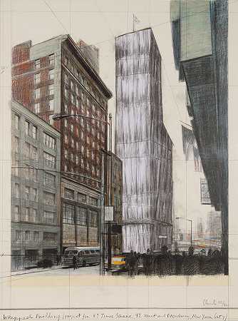 \\“包装建筑”，纽约市42街和百老汇时代广场1号项目（2003年） by Christo and Jeanne-Claude