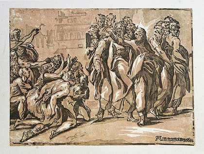 基督治愈麻风病人。（约1540） by Guiseppe Nicolo Vicentino