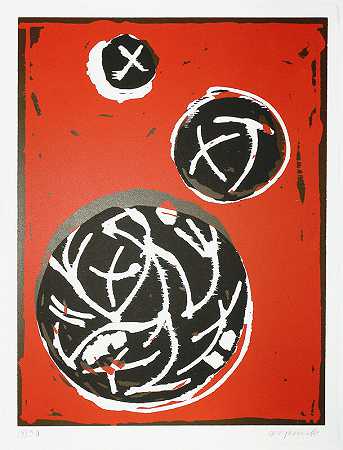 3个球（3个行星）（1991年） by A.R. Penck