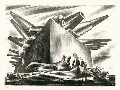 卡斯蒂略和卡尔沃·索特洛之死（西班牙内战）（约1936年） by Anton Refregier