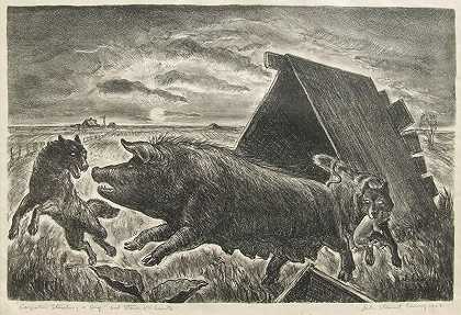 土狼偷猪（1927） by John Steuart Curry
