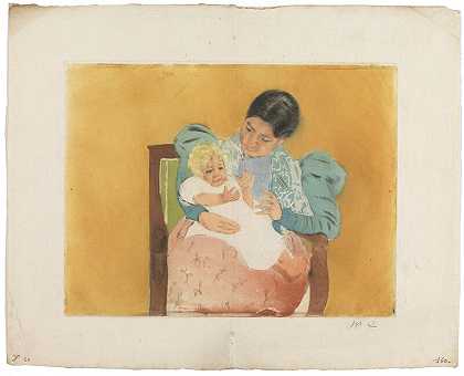 《赤脚的孩子》（布里斯金160；马修斯和夏皮罗22）（约1896年） by Mary Cassatt