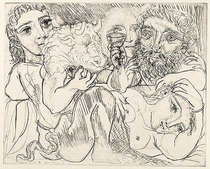牛头怪，酒鬼和女人（b.200；g/b 368；s.v.92）（1933） by Pablo Picasso