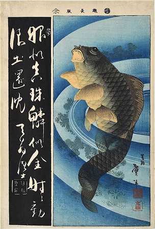 鲤鱼（koi harimaze）（约1830-1830年） by Katsushika Taito II
