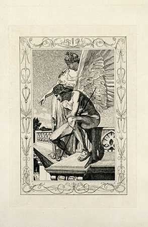 维纳斯展现出爱的灵魂。《阿莫尔与普赛克》（1880）系列中的第4版 by Max Klinger