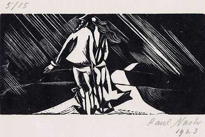 一条路，也许在沼地上（沼地上的路）（1923） by Paul Nash