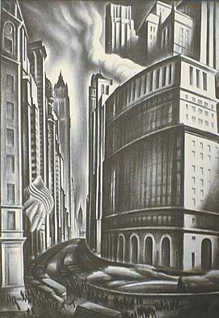 《仰望百老汇》（1937） by Howard N. Cook