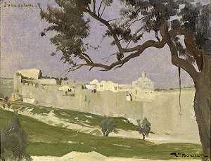 耶路撒冷景观（约1868年） by Léon Bonnat