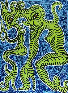 蓝底双化身绿色怪物（1995）|可出售 by Robert Combas
