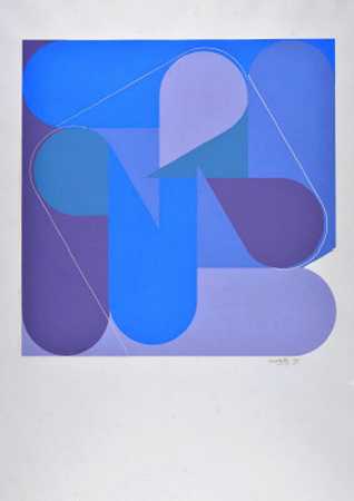 无标题（蓝色和淡紫色）（约1970年） by Luis Wells