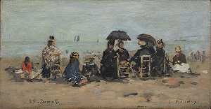 Trouville，Scene de Beach（1885） by Eugène Boudin