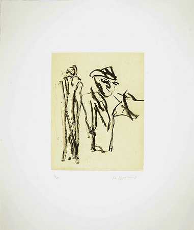 弗兰克·奥哈拉的十七幅石版画：一幅图版（1988年） by Willem de Kooning