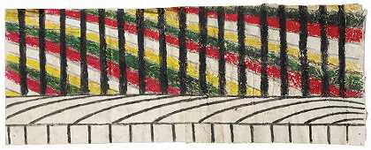 无标题（黄色、绿色和红色抽象）（1963年） by Martín Ramírez