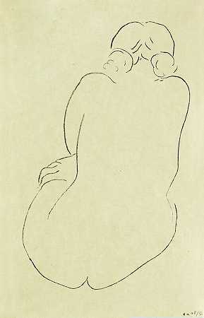 裸体坐着，从后面看（1913年） by Henri Matisse