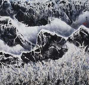 树枝上的雪雪染枝頭 （2003年） by Liu Kuo-sung 刘国松