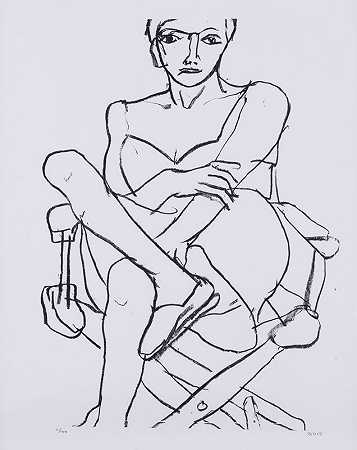 穿着衬衫坐着的女人（1965年） by Richard Diebenkorn