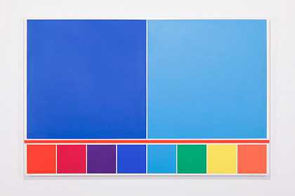从橙色到红色。青色和群青广场（1966年） by Waldo Balart