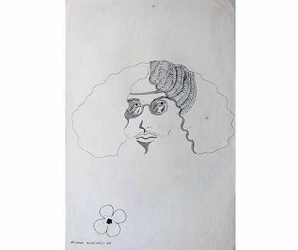 戴眼镜的男人脸（1969年） by Ricardo Migliorisi