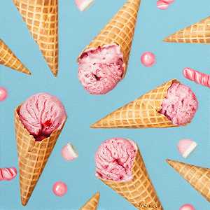草莓冰淇淋筒（2019） by Beth Sistrunk