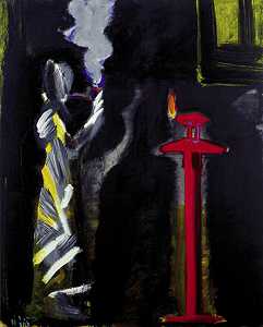 室内有窗户的吸烟者（1983年） by Juan Navarro Baldeweg
