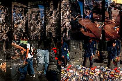 莫特祖马的预兆：从悲伤的夜晚到混合和重叠的文化。墨西哥城历史中心，2004-2005年，系列：\\“3 Fotoracconti Mexicanos 3 \\”（2004-2005年） by Paolo Gasparini
