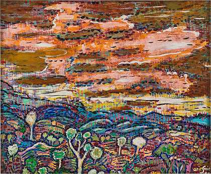 Arie Smit 阿瑞·史密特 | Landscape with Evening Sky 風景與傍晚天空 – 阿里·斯米特