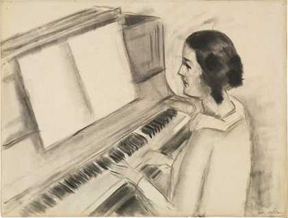 亨丽埃特弹钢琴的肖像 – 亨利·马蒂斯