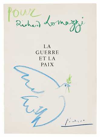 宣布和平的鸽子（克劳德·罗伊在《战争与和平》一张纸上印刷） – 毕加索