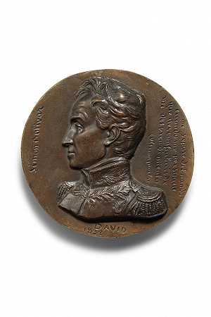 四枚军事人物肖像奖章，包括西蒙·玻利瓦尔、查尔斯·尼古拉斯·法比耶、雷米·约瑟夫·伊西多尔·埃克塞尔曼和图尔·多弗涅亲王 – Pierre-Jean-David-d#x27；激怒
