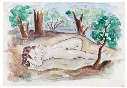 裸体躺在圣特罗佩斯的风景中 – 亨利·勒巴斯克