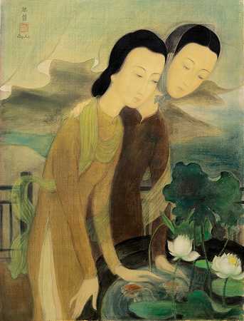Two Women Overlooking a Goldfiish Pond 俯瞰金魚池的兩位女子 – Le-Pho-黎譜-