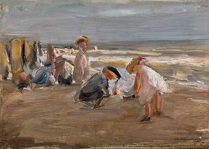 在海滩上玩耍的孩子（在海滩上玩耍的孩子） – 马克斯·利伯曼