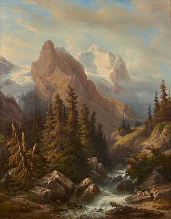 罗森劳伊冰川的山地景观，1858年 – 弗朗索瓦·迪代–