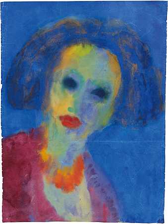 女人的头（蓝色地面） – 埃米尔·诺德-