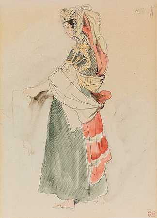 犹太妇女，穿着节日服装 – EUGÈNE-DELACROIX