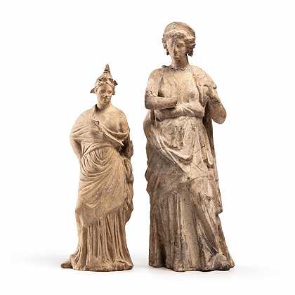 大约在公元前2世纪，希腊艺术中的两个残缺的女性陶俑。 – 两个残缺的希腊式陶土女性雕像约公元前2世纪–