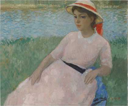 尤金妮穿着粉红色的衣服，在卡伦纳克的多尔多涅河畔放松一下 – 弗朗索瓦·加尔