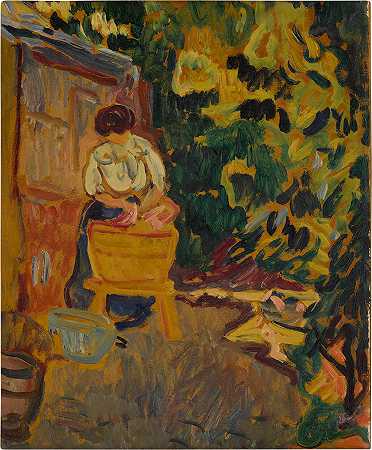 在花园里洗衣服的女人 – 路易斯·瓦尔塔