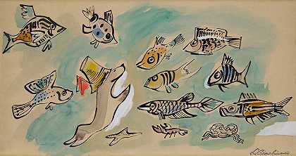 海豹和鱼（为“Marina”绘制草图） – 路德维希·贝梅尔曼