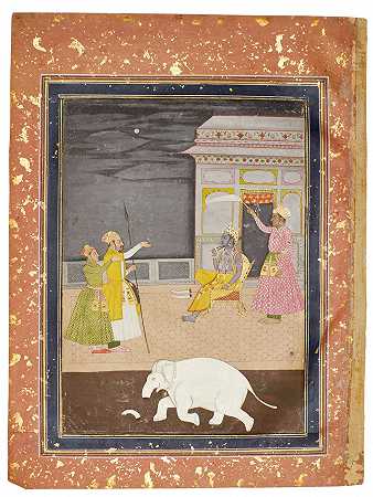 RAGAMALA系列插图：18世纪印度莫卧儿的KANHRA（卡纳达）RAGINI – AN-ILLUSTRATION-TO-A-RAGAMALA-系列：-卡纳达-拉吉尼-印度-莫卧儿-18世纪