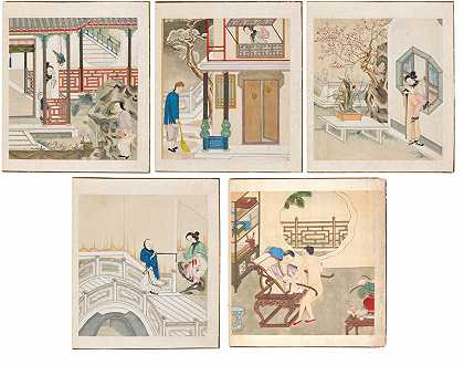 一套四幅中国情色画，清代，19世纪 – 一套四幅中国情色画——清代——19世纪