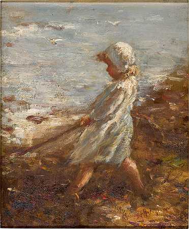 年轻的渔夫女孩 – Robert-Gemmell-Hutchison-R.S.A.-R.S.W。