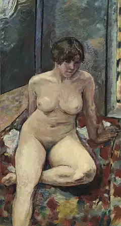赤身裸体坐着，双腿弯曲 – 皮埃尔·博纳尔