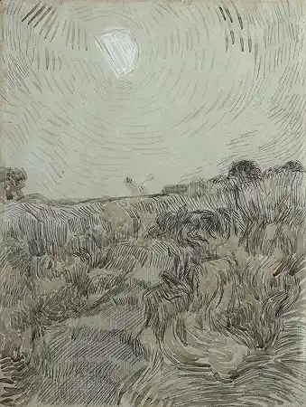 两个农民的黄昏风景 – 文森特·梵高