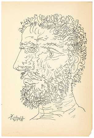 留胡子的男人的侧面（b.1830；ba.727） – 毕加索。